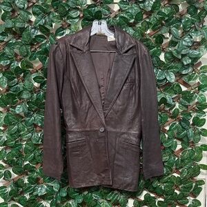Newport News Dark Brown Leather Jacket Genuine
